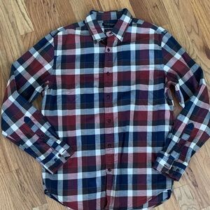 Banana Republic Plaid Shirt - Burgundy, Navy, and White